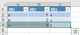 テーブル　列全体　行全体7