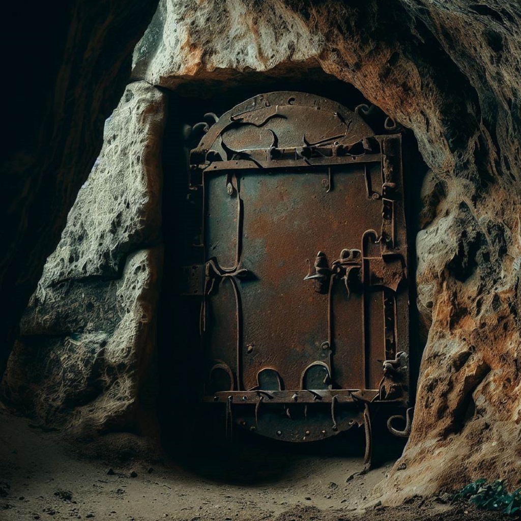 洞窟内鉄の門